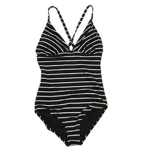 Shade One Piece Swimsuit Black White Striped
